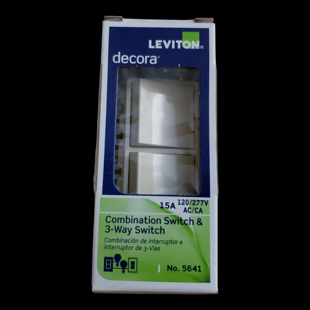 Leviton Decora Rocker Combination Switch & 3-Way Switch Ivory 15A 120/277V